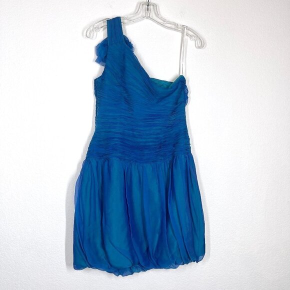 Vintage Dress Neiman Marcus Blue Silk Cocktail Formal Mini Bubble Retro - Picture 4 of 10